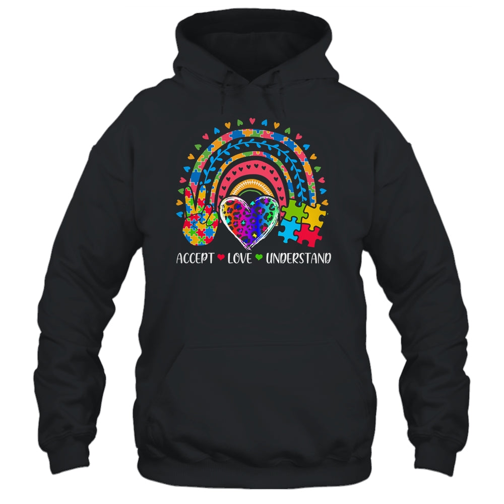 Accept Love Understand Autism Awareness Support Rainbow Shirt & Hoodie | teecentury