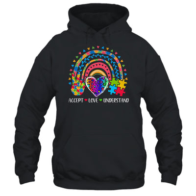 Accept Love Understand Autism Awareness Support Rainbow Shirt & Hoodie | teecentury
