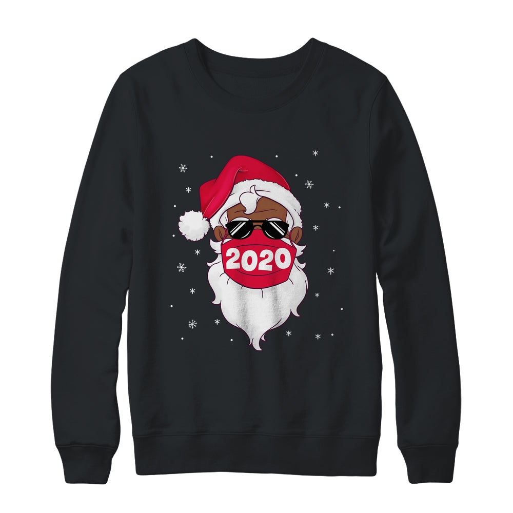 African American Santa Black Christmas Santa Wearing Mask T-Shirt & Sweatshirt | Teecentury.com