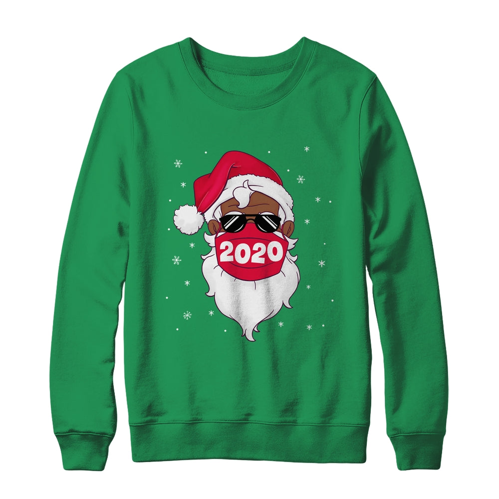 African American Santa Black Christmas Santa Wearing Mask T-Shirt & Sweatshirt | Teecentury.com