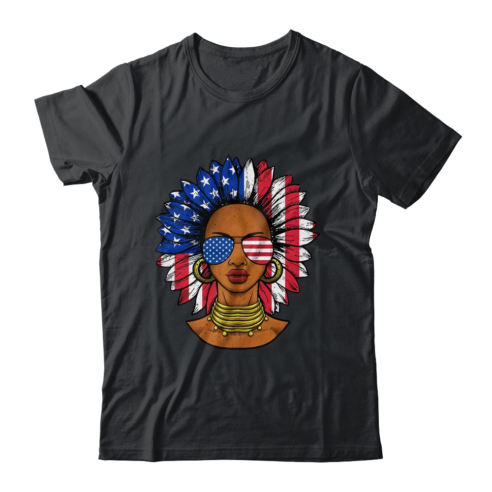 Afro Sunflower African American 4th Of July Melanin T-Shirt & Tank Top | Teecentury.com