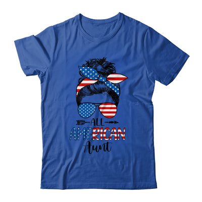 All American Aunt Happy 4th July Day Messy Hair T-Shirt & Tank Top | Teecentury.com