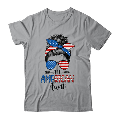 All American Aunt Happy 4th July Day Messy Hair T-Shirt & Tank Top | Teecentury.com