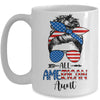 All American Aunt Happy 4th July Day Messy Hair Mug Coffee Mug | Teecentury.com