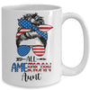 All American Aunt Happy 4th July Day Messy Hair Mug Coffee Mug | Teecentury.com