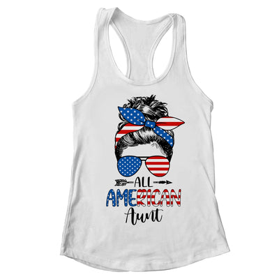 All American Aunt Happy 4th July Day Messy Hair T-Shirt & Tank Top | Teecentury.com