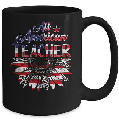 All American Teacher Sunflower American Flag 4th Of July Mug | teecentury