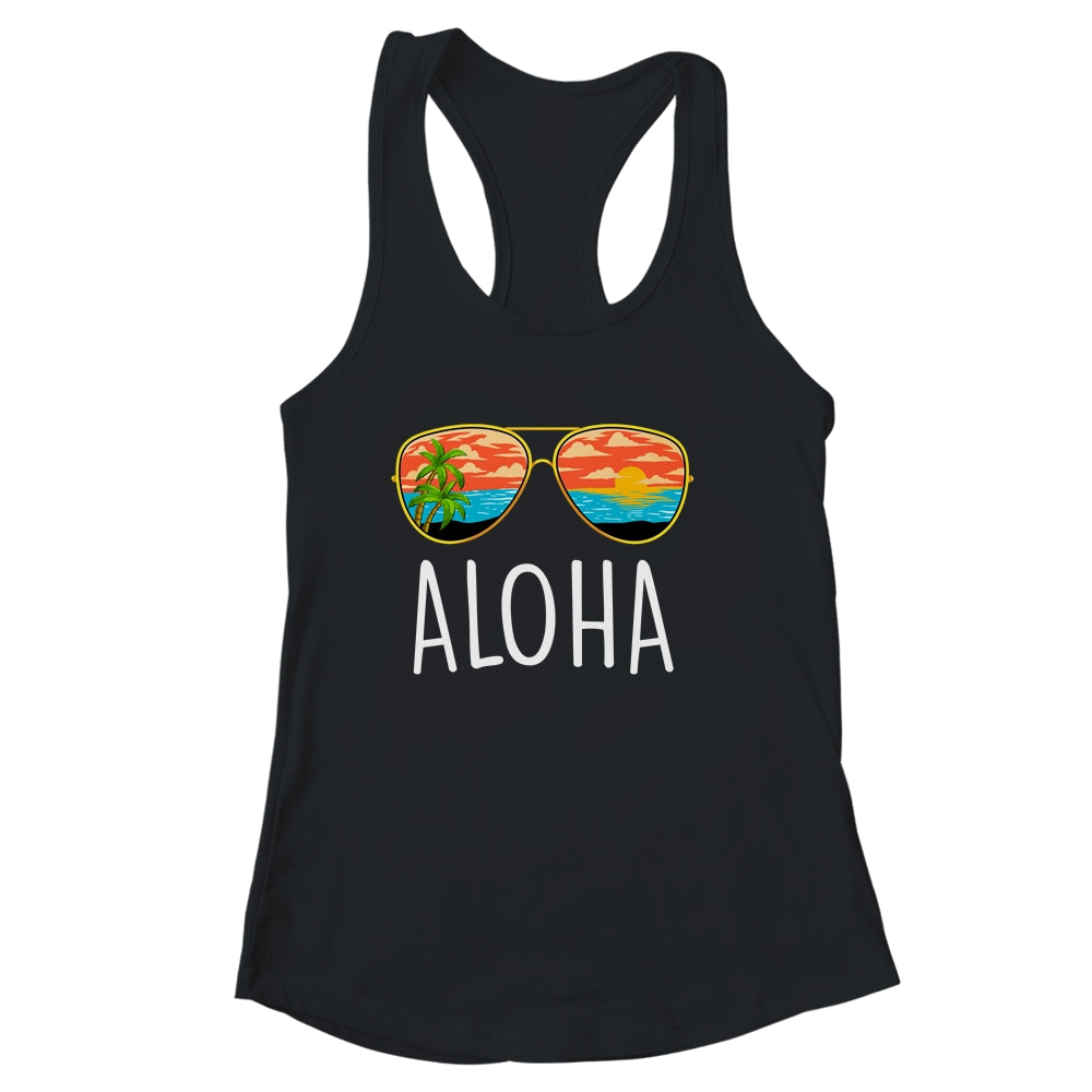Aloha Hawaii Hawaiian Island Sunglasses Palm Trees Beach Shirt & Tank Top | teecentury