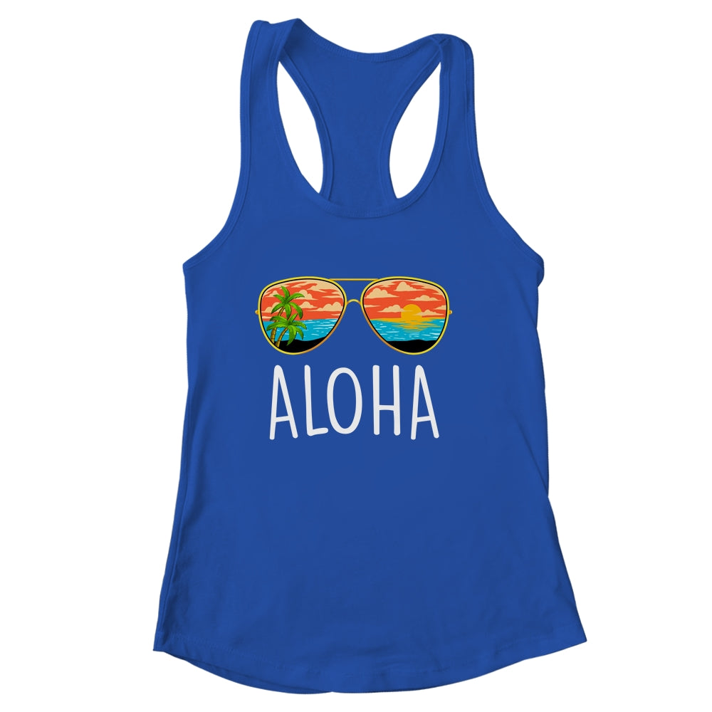 Aloha Hawaii Hawaiian Island Sunglasses Palm Trees Beach Shirt & Tank Top | teecentury