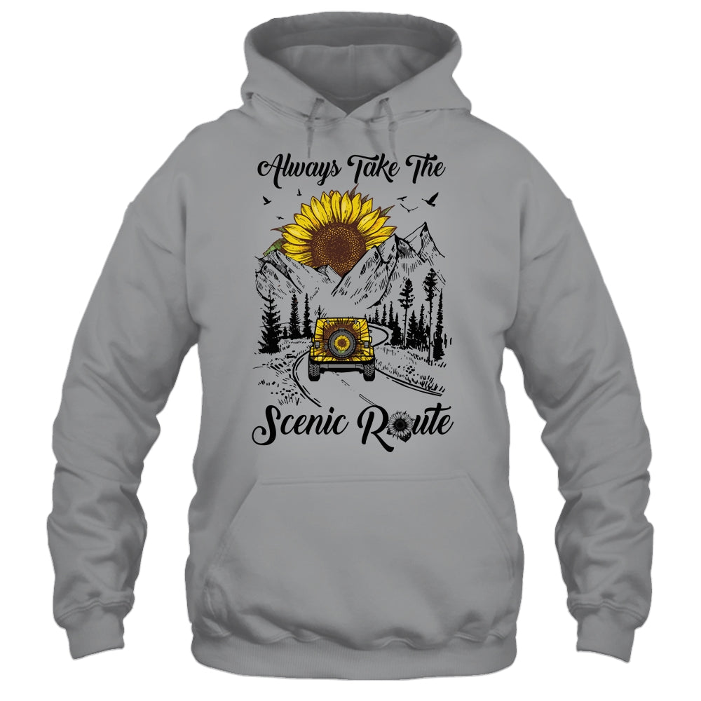 Always Take The Scenic Route Sunflower Camping Travel T-Shirt & Tank Top | Teecentury.com