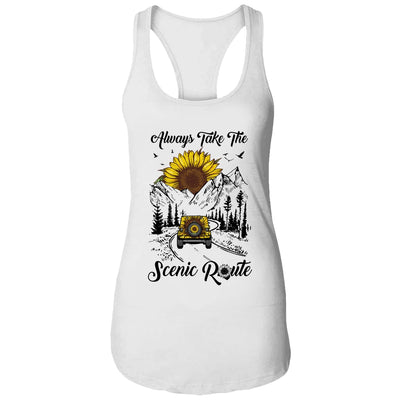 Always Take The Scenic Route Sunflower Camping Travel T-Shirt & Tank Top | Teecentury.com