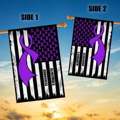 Alzheimer's Awareness America Flag Purple Ribbon Flag | Teecentury.com