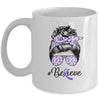 Alzheimer's Awareness Messy Bun Warrior Believe Purple Mug Coffee Mug | Teecentury.com