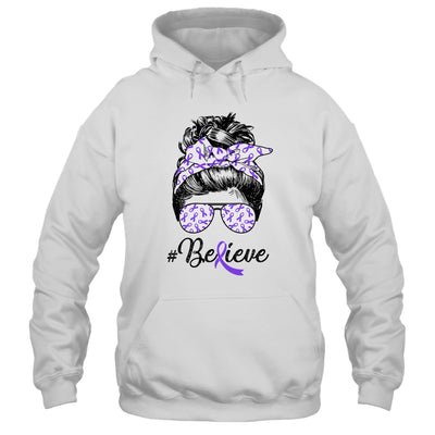 Alzheimer's Awareness Messy Bun Warrior Believe Purple T-Shirt & Tank Top | Teecentury.com