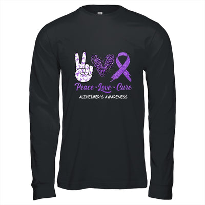 Alzheimer's Awareness Peace Love Cure Leopard T-Shirt & Hoodie | Teecentury.com