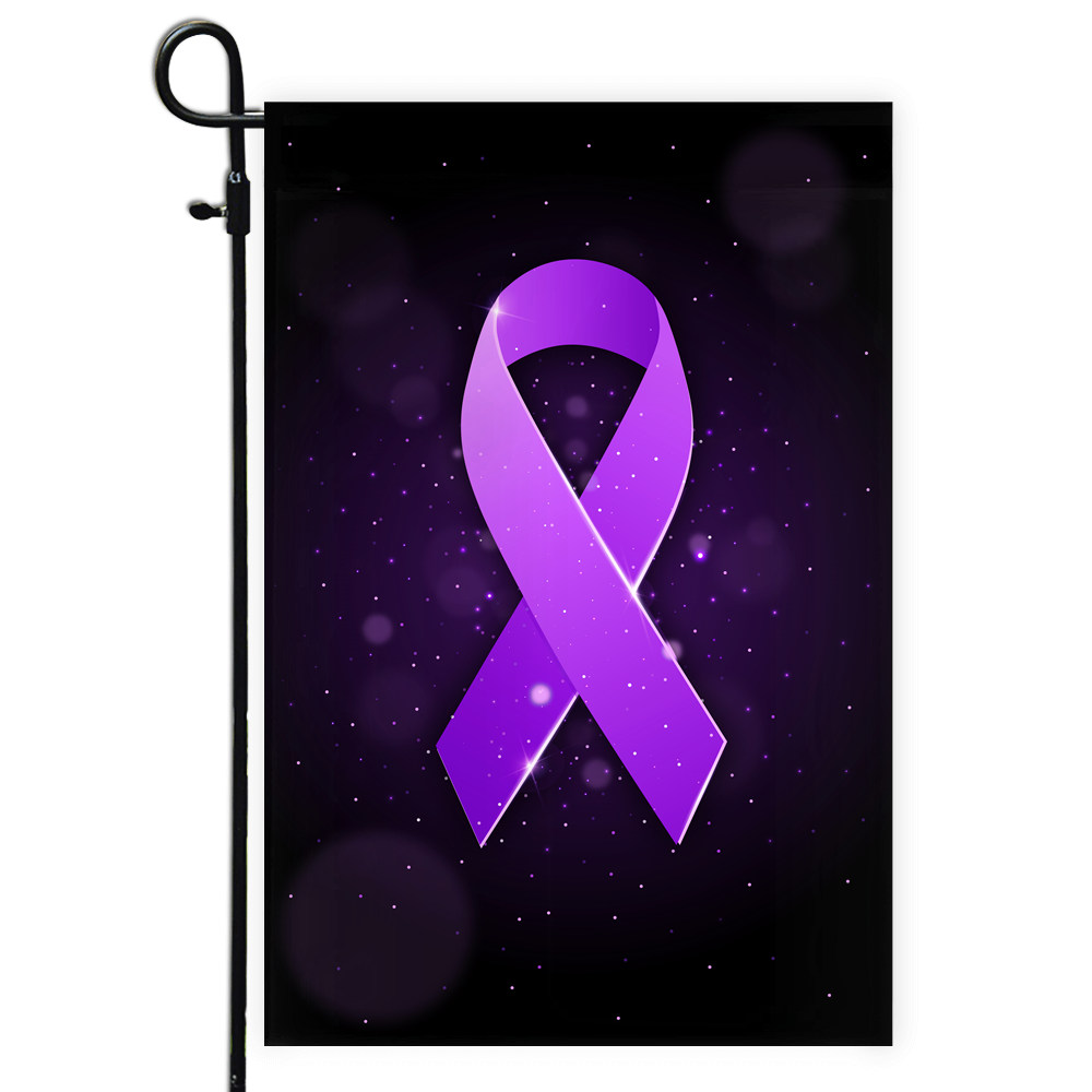 Alzheimer's Pancreatic Cystic Fibrosis Epilepsy Fibromyalgia Lupus Cancer Awareness Flag Purple Ribbon Flag | Teecentury.com