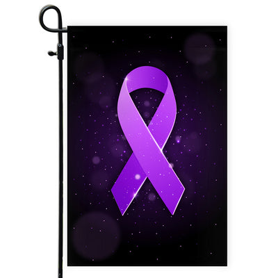 Alzheimer's Pancreatic Cystic Fibrosis Epilepsy Fibromyalgia Lupus Cancer Awareness Flag Purple Ribbon Flag | Teecentury.com