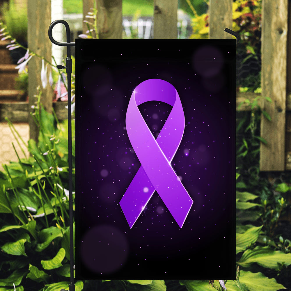Alzheimer's Pancreatic Cystic Fibrosis Epilepsy Fibromyalgia Lupus Cancer Awareness Flag Purple Ribbon Flag | Teecentury.com