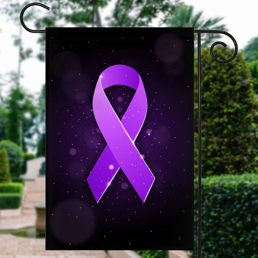 Alzheimer's Pancreatic Cystic Fibrosis Epilepsy Fibromyalgia Lupus Cancer Awareness Flag Purple Ribbon Flag | Teecentury.com