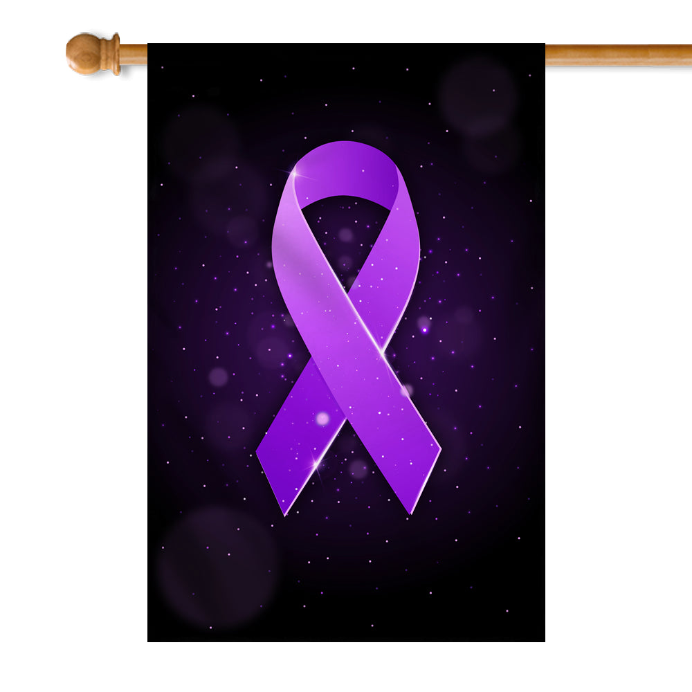 Alzheimer's Pancreatic Cystic Fibrosis Epilepsy Fibromyalgia Lupus Cancer Awareness Flag Purple Ribbon Flag | Teecentury.com