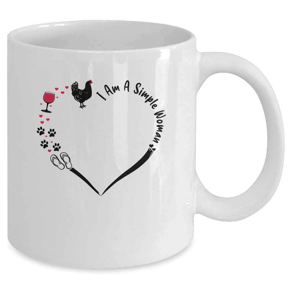 Am A Simple Woman Chicken Wine Dogs Cats Flip Flop Mug Coffee Mug | Teecentury.com