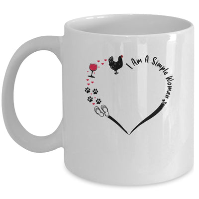Am A Simple Woman Chicken Wine Dogs Cats Flip Flop Mug Coffee Mug | Teecentury.com