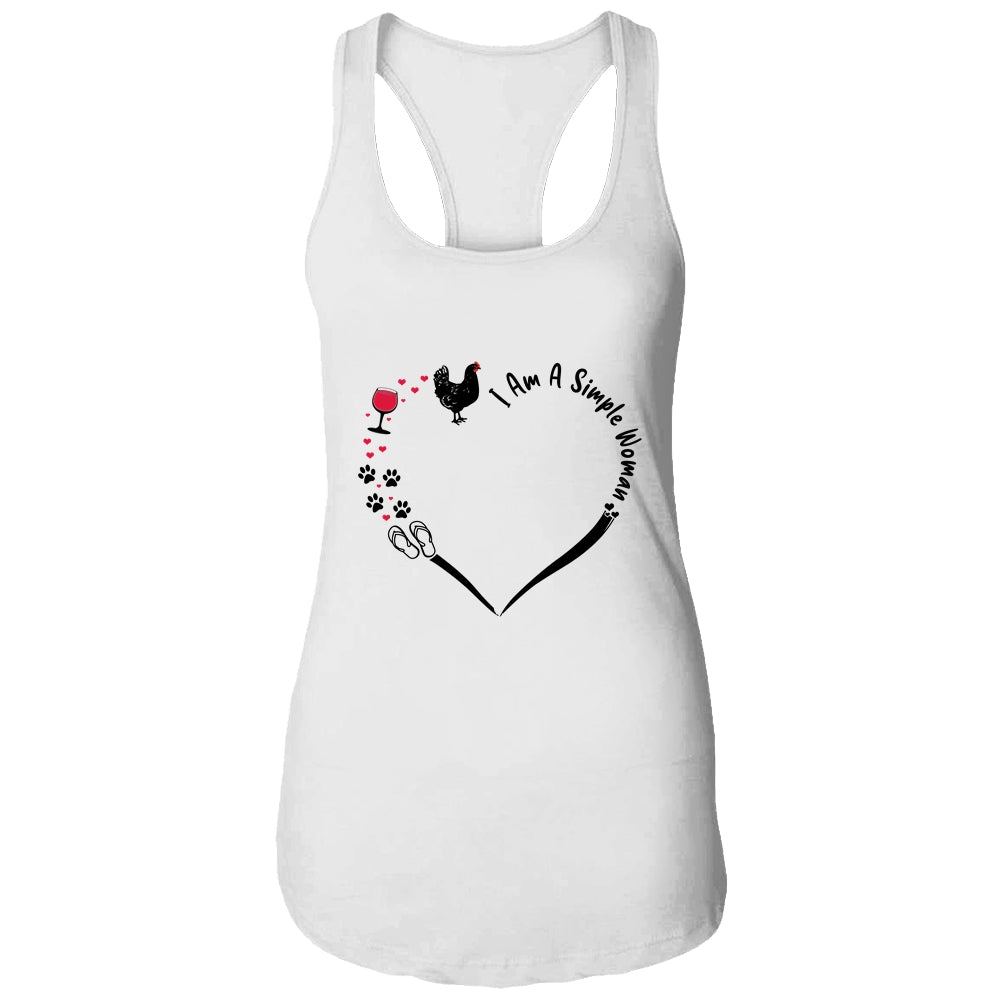 Am A Simple Woman Chicken Wine Dogs Cats Flip Flop T-Shirt & Tank Top | Teecentury.com