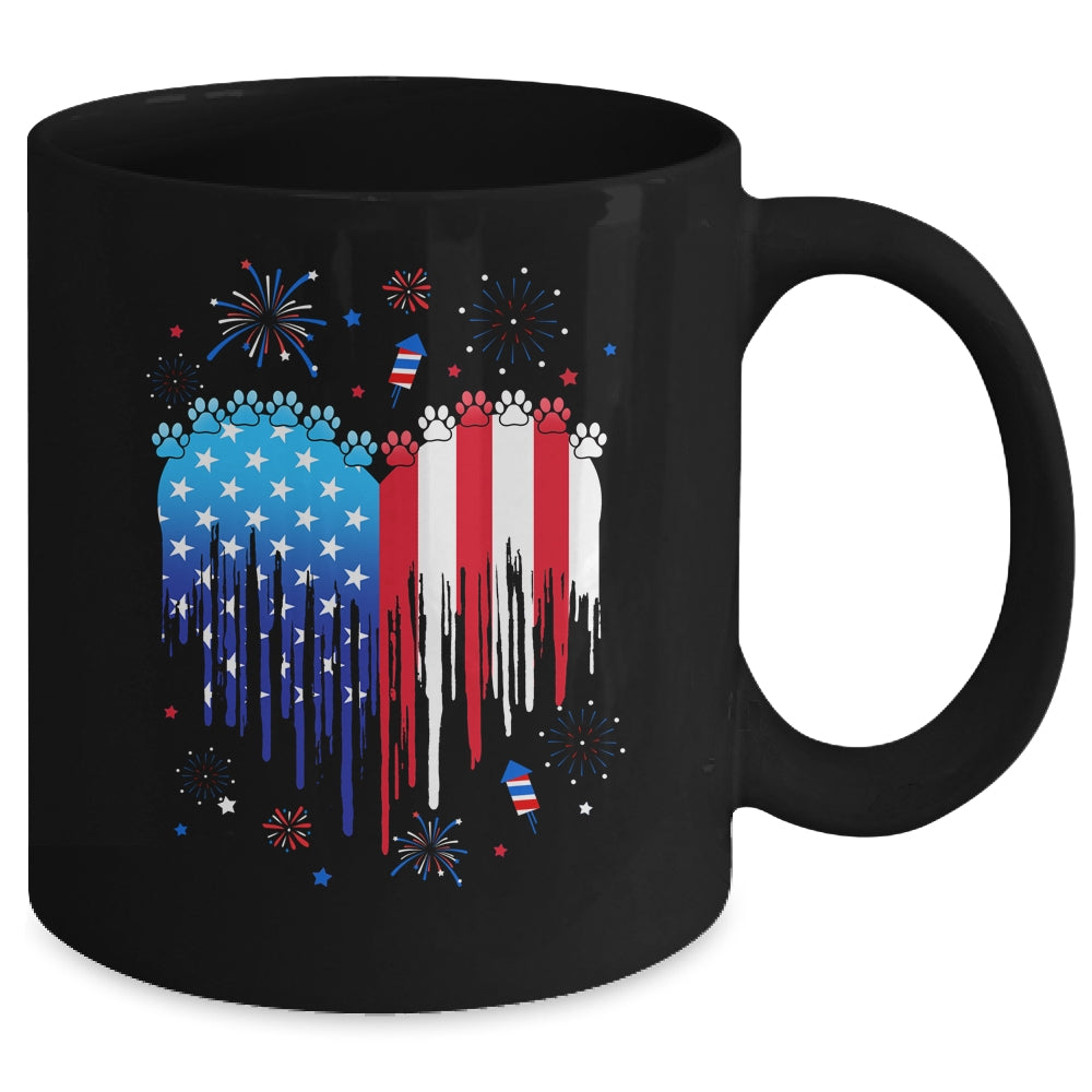 American Dog Cat USA Flag Distressed 4th Of July Mug | teecentury
