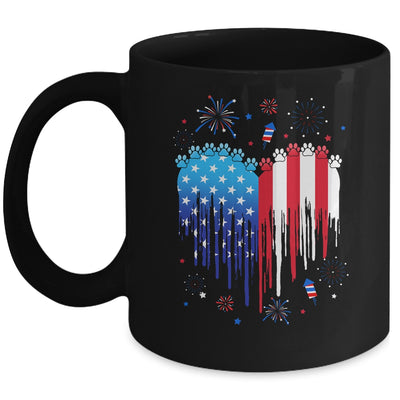 American Dog Cat USA Flag Distressed 4th Of July Mug | teecentury