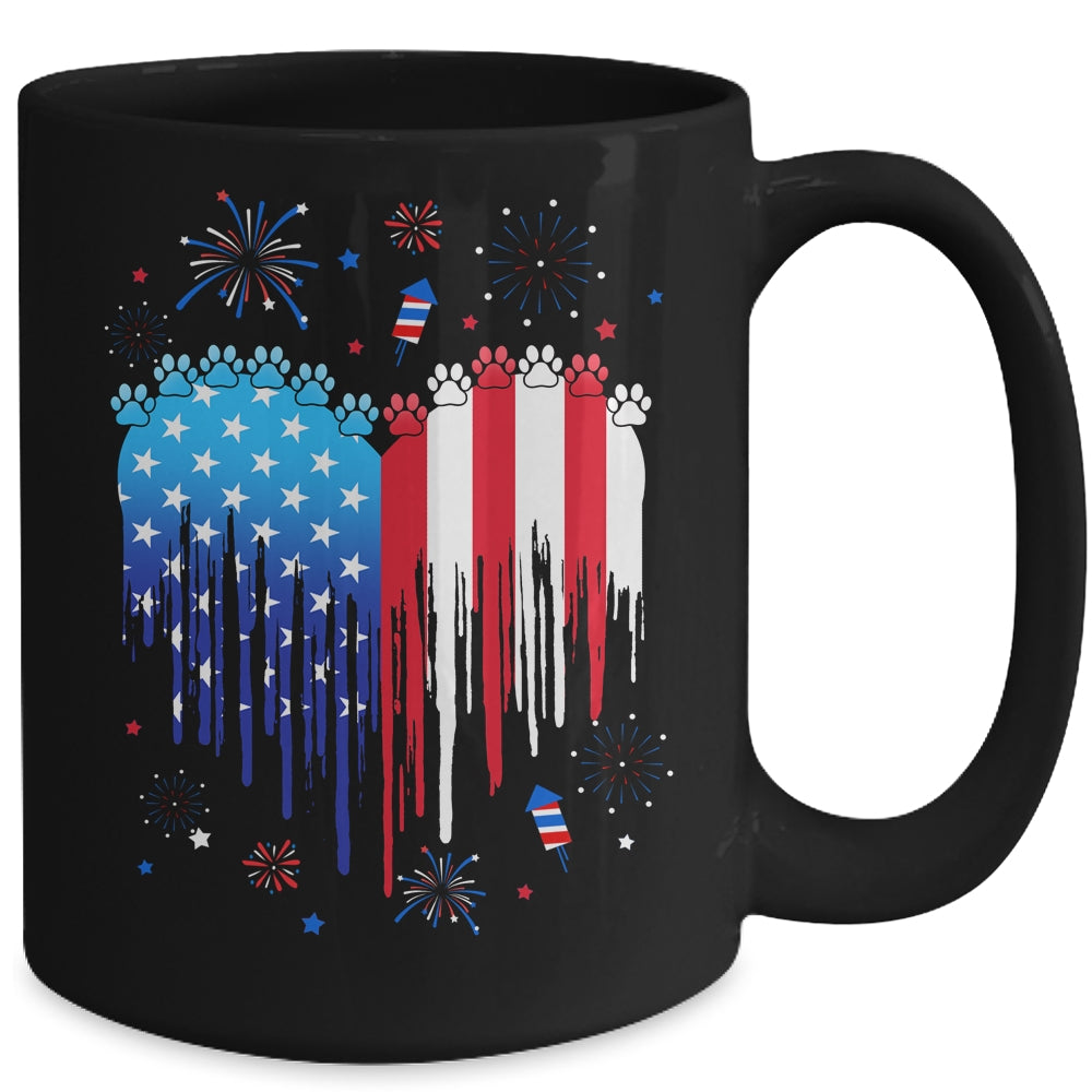 American Dog Cat USA Flag Distressed 4th Of July Mug | teecentury