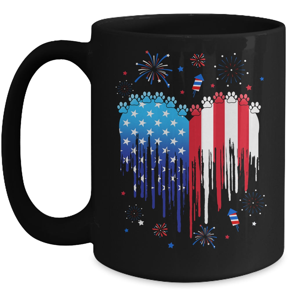 American Dog Cat USA Flag Distressed 4th Of July Mug | teecentury