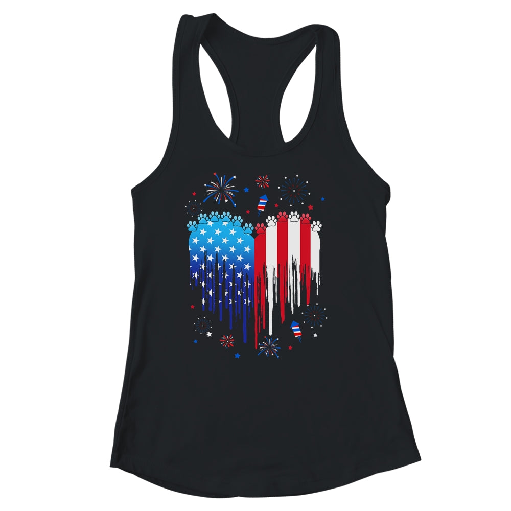 American Dog Cat USA Flag Distressed 4th Of July Shirt & Tank Top | teecentury