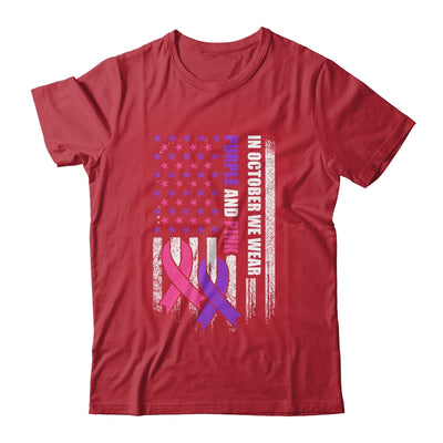 American Flag Breast Cancer And Domestic Violence Awareness T-Shirt & Hoodie | Teecentury.com