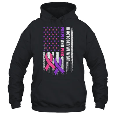 American Flag Breast Cancer And Domestic Violence Awareness T-Shirt & Hoodie | Teecentury.com