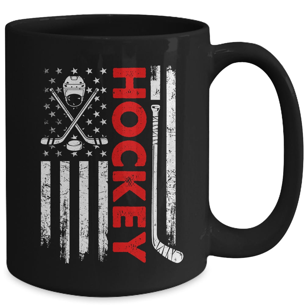 American Flag Hockey USA Patriotic Flag Mug | teecentury