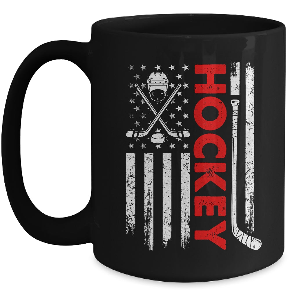 American Flag Hockey USA Patriotic Flag Mug | teecentury
