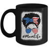 American Flag Mom Life Bleached 4th Of July Black Women Mug | teecentury