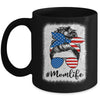 American Flag Mom Life Bleached Mother's 4th Of July Funny Mug | teecentury