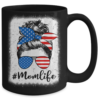 American Flag Mom Life Bleached Mother's 4th Of July Funny Mug | teecentury