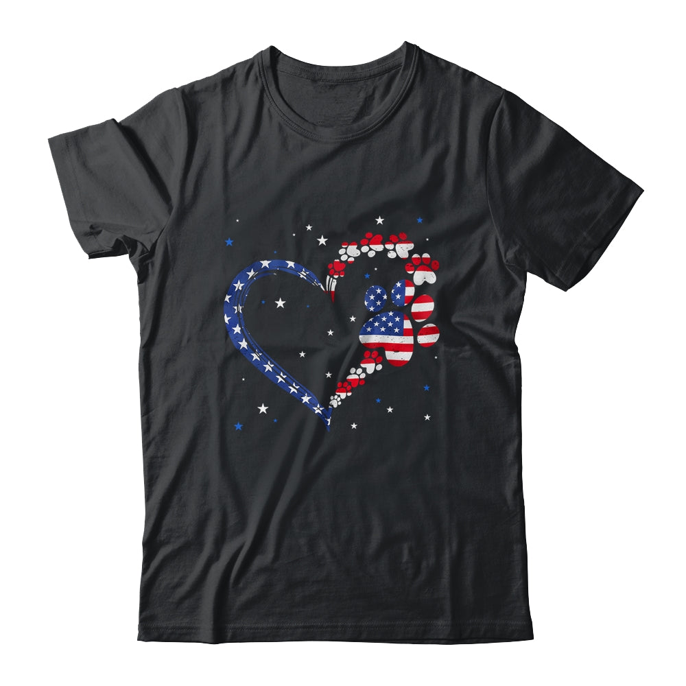 American Flag Patriotic Dog Cat Paw Print 4th Of July Shirt & Tank Top | teecentury