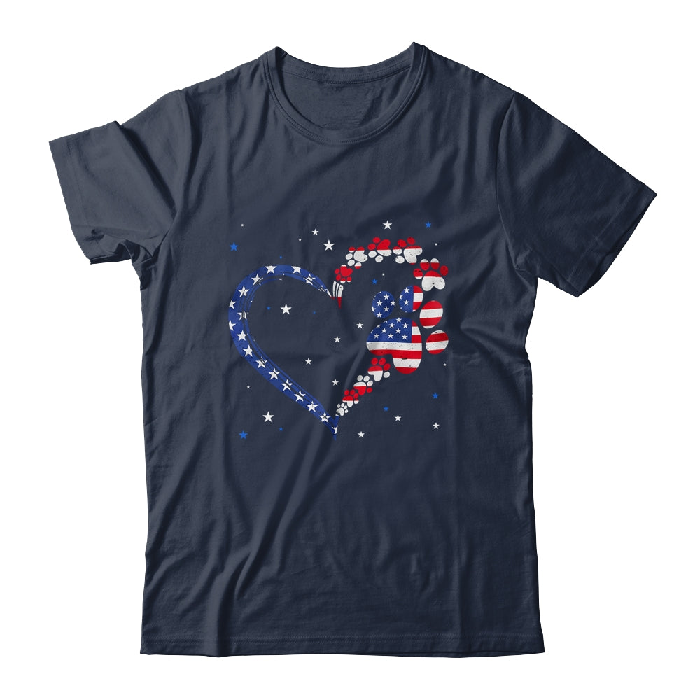 American Flag Patriotic Dog Cat Paw Print 4th Of July Shirt & Tank Top | teecentury