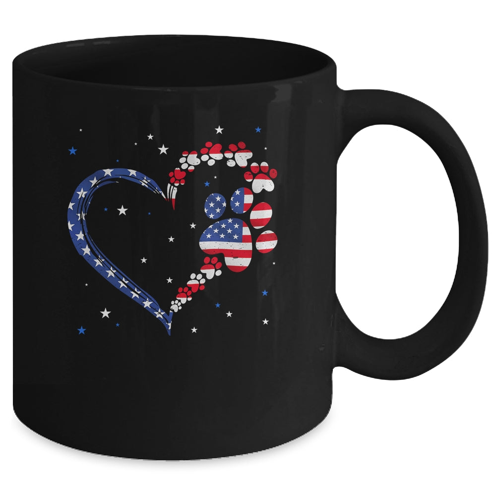American Flag Patriotic Dog Cat Paw Print 4th Of July Mug | teecentury