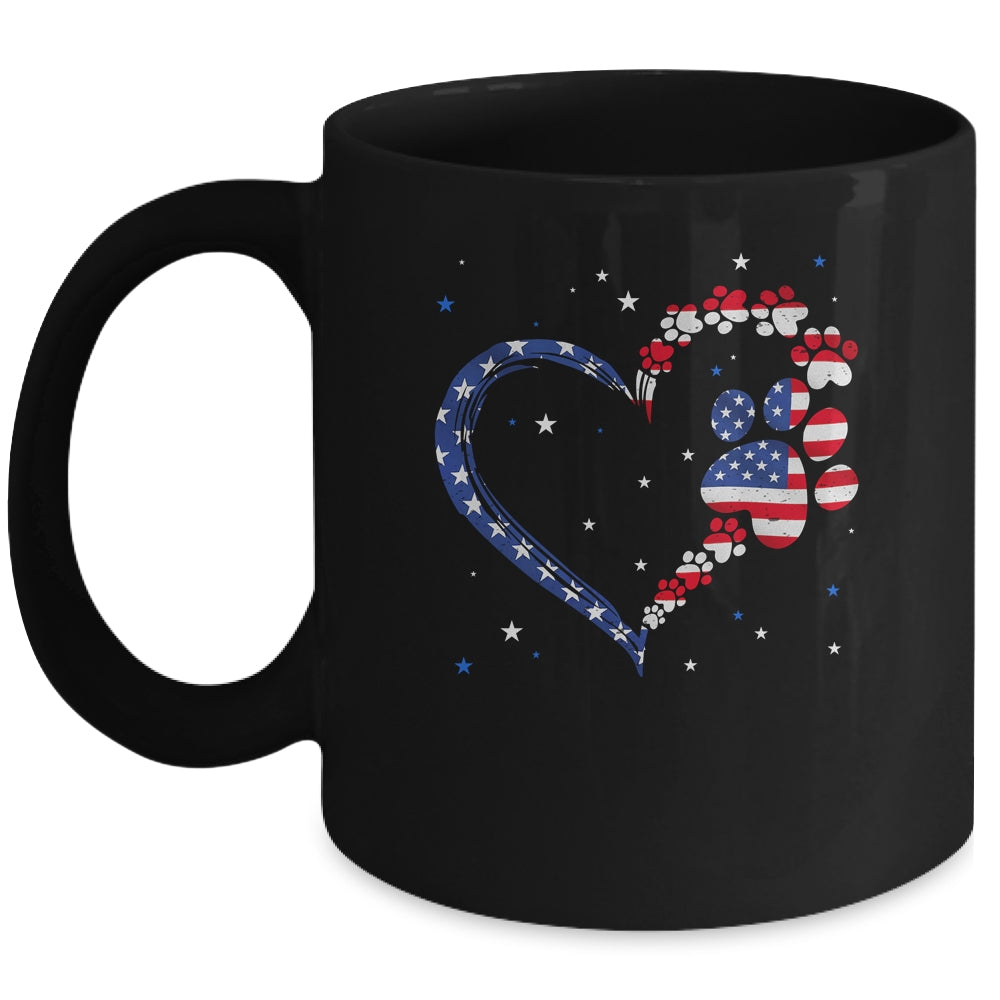 American Flag Patriotic Dog Cat Paw Print 4th Of July Mug | teecentury