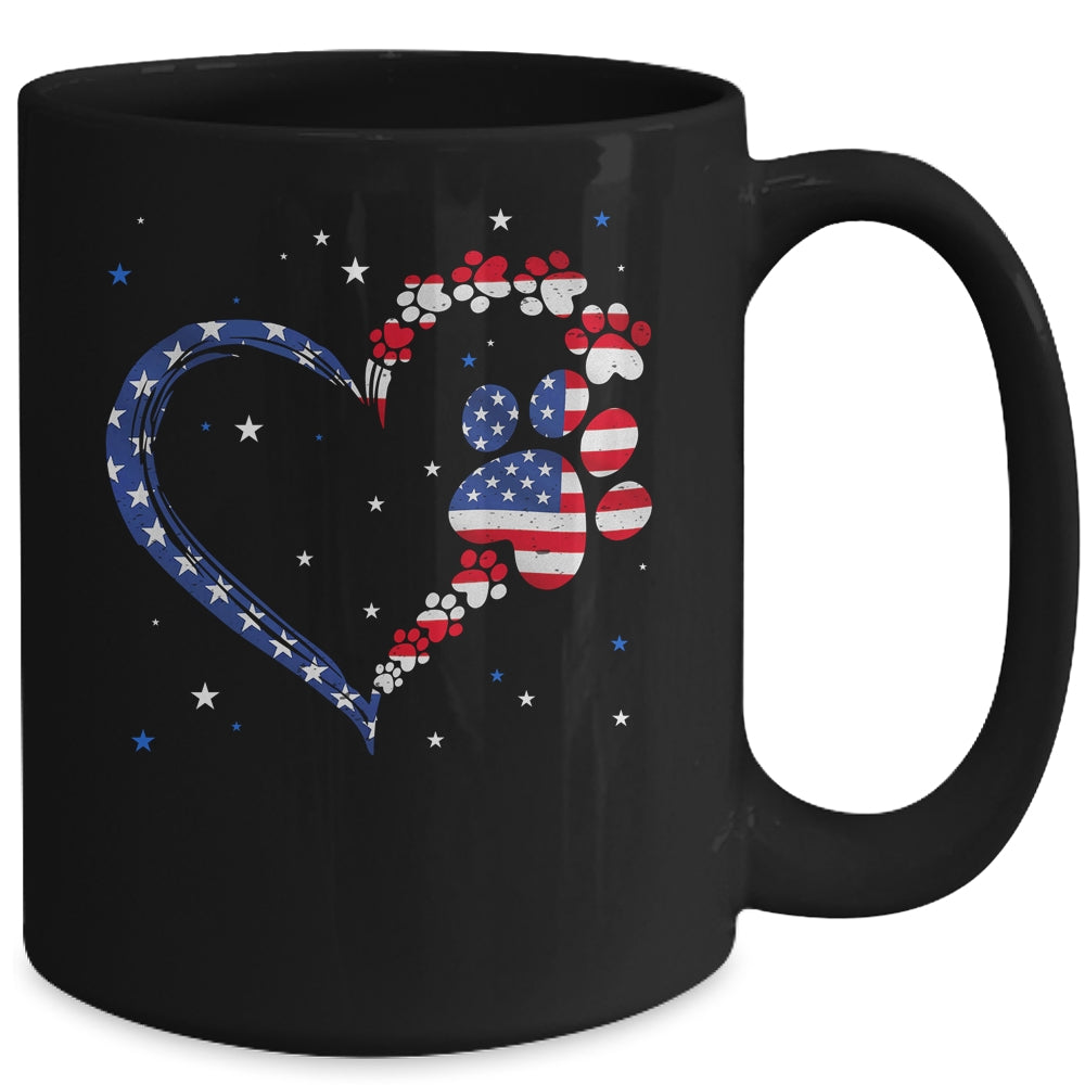 American Flag Patriotic Dog Cat Paw Print 4th Of July Mug | teecentury