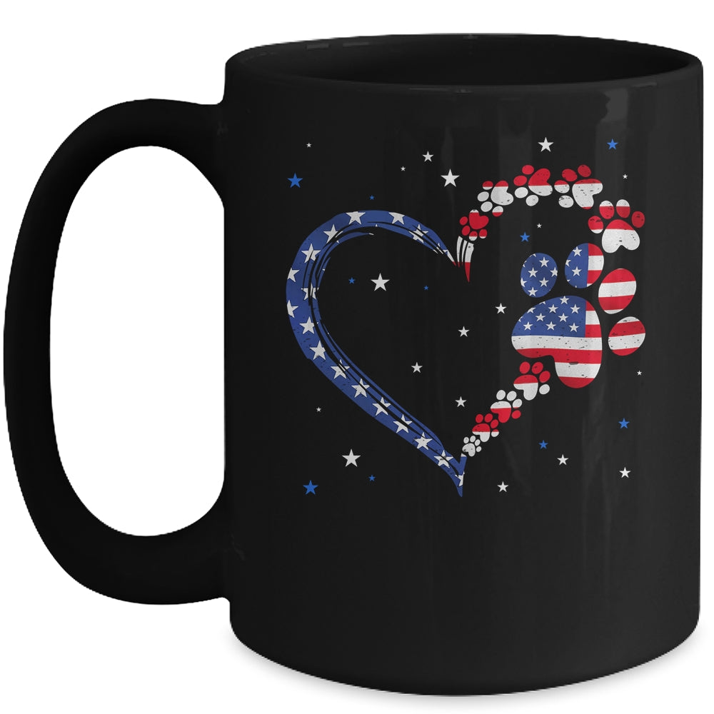 American Flag Patriotic Dog Cat Paw Print 4th Of July Mug | teecentury
