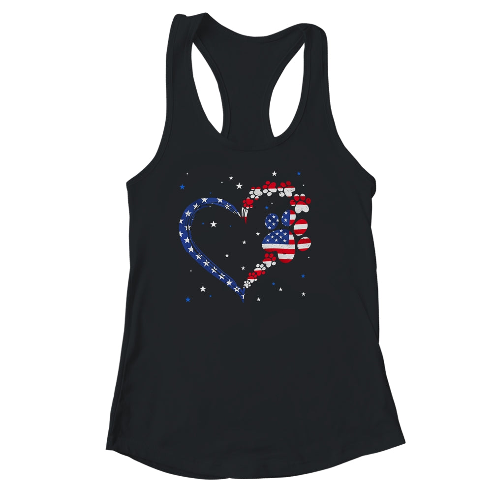 American Flag Patriotic Dog Cat Paw Print 4th Of July Shirt & Tank Top | teecentury