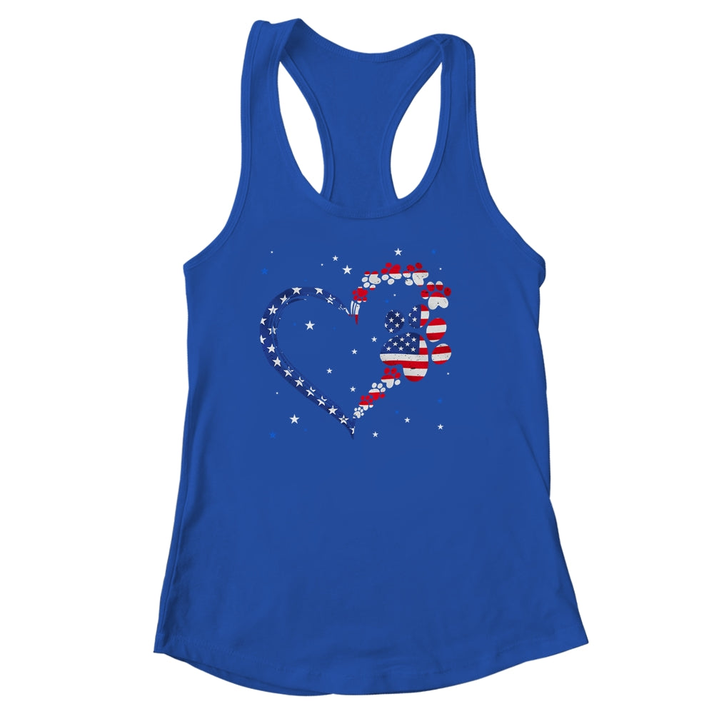 American Flag Patriotic Dog Cat Paw Print 4th Of July Shirt & Tank Top | teecentury