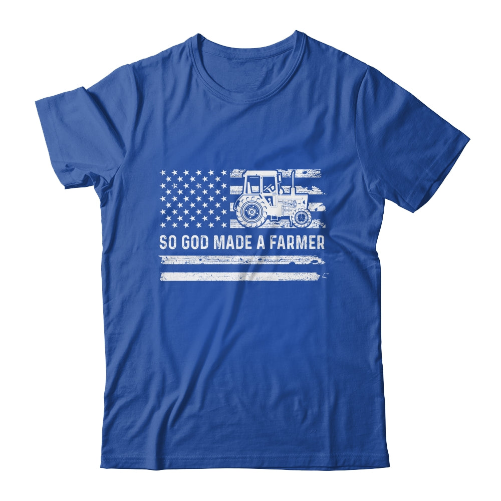 American Flag Tractor So God Made A Farmer T-Shirt & Hoodie | Teecentury.com