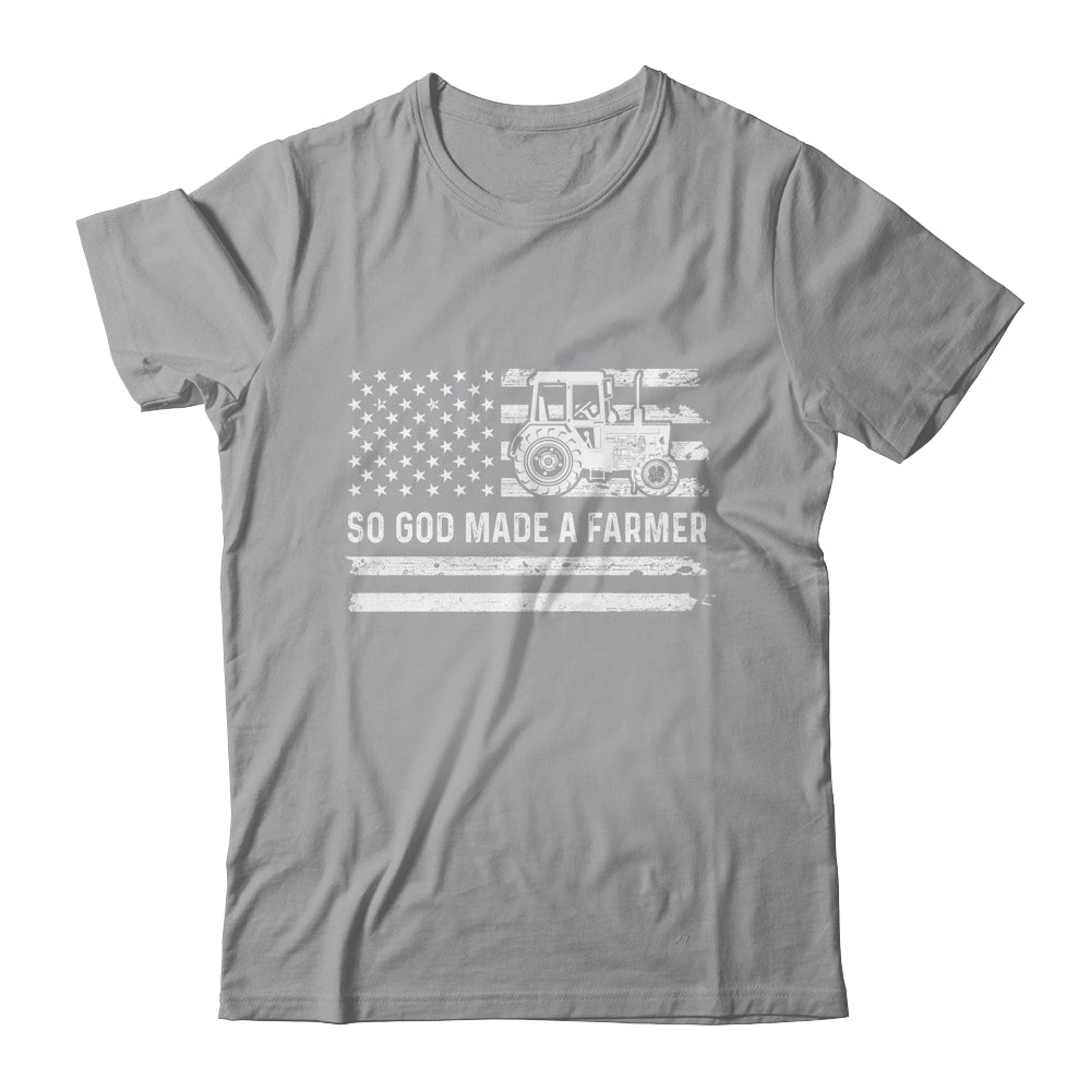American Flag Tractor So God Made A Farmer T-Shirt & Hoodie | Teecentury.com