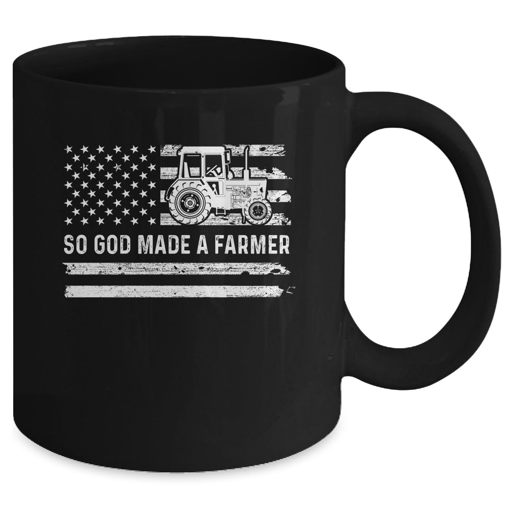 American Flag Tractor So God Made A Farmer Mug Coffee Mug | Teecentury.com